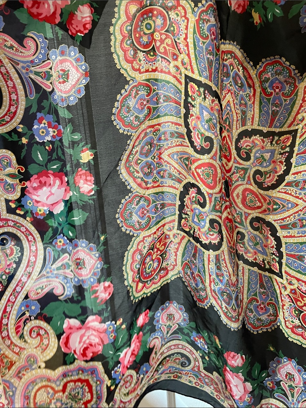VINTAGE SILK PAISLEY AND FLORAL SCARF